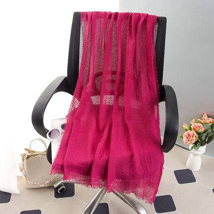 New Spring and Summer Fashion Cotton and Linen Solid Color Headscarf Beach Towel Sun Protection Large Size Silk Scarf Shawl for Women