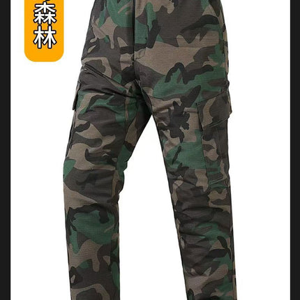 Winter Camouflage Fleece-Lined Casual Pants Men's Thickened Cold Storage Cold-Proof Outer Wear Warm Loose Wear-Resistant Labor Protection Work Clothes