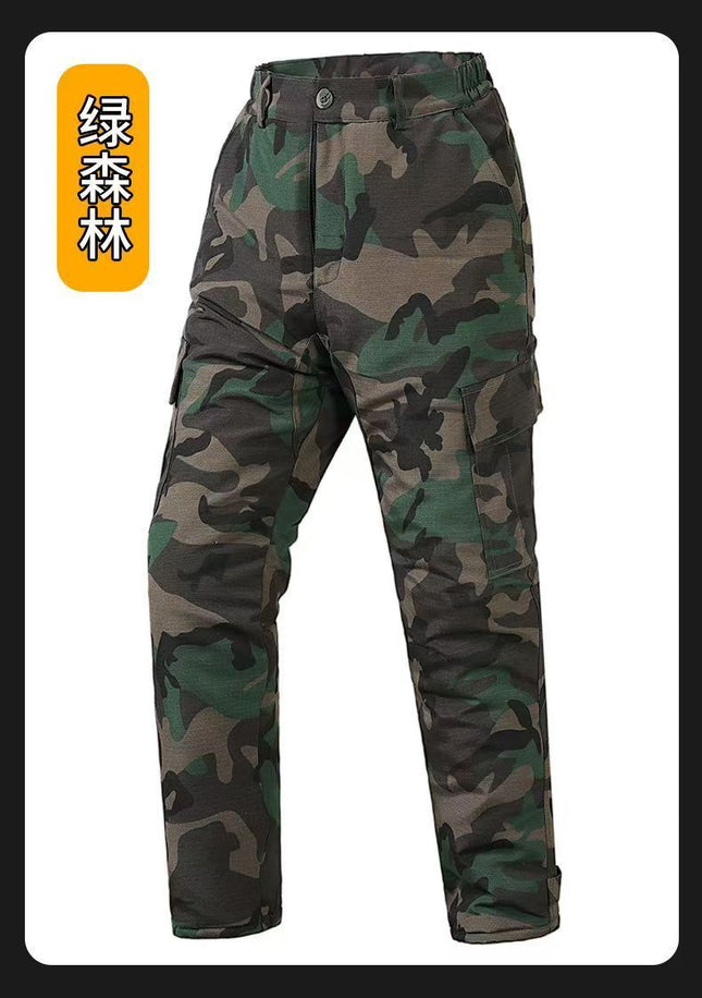 Winter Camouflage Fleece-Lined Casual Pants Men's Thickened Cold Storage Cold-Proof Outer Wear Warm Loose Wear-Resistant Labor Protection Work Clothes