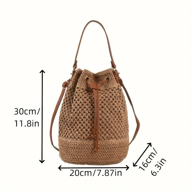 New Versatile Straw Bag, Hand-Woven Bag, Large Capacity Vacation Shoulder Bag, Beach Bag, Crossbody Tote Bag for Women