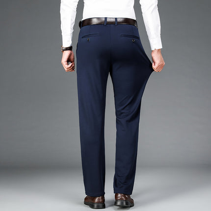 Foreign Trade Specializes in Men's High-Elasticity Loose Plus-Size Suit Pants, Anti-Wrinkle High-Waist No-Iron Business Men's Pants Wholesale