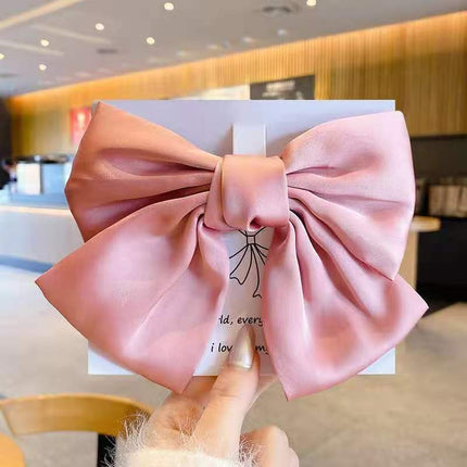 Korean Same Style Red Big Bow Hairpin Female Back Head Top Clip Simple French Retro Popular Kidsren's Hair Accessories