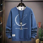 Round neck sweatshirt globe blue / (s size) weight 70-85