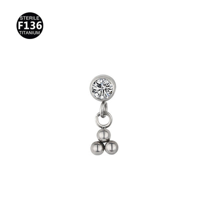 New pendant lip nail 0.9 teeth F136 titanium alloy moon lightning cone lip nail ear bone nail tragus 5A zircon