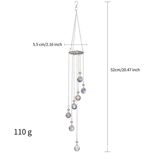 Cross-border Direct Supply New Garden Decoration Pendant Life Tree Seven Color AB Color Lighting Ball Sun Catcher Crystal Wind Chimes