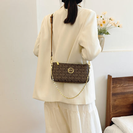 Foreign Trade Bags for Women 2026 New Fashion Versatile Women's Bag Single Shoulder Crossbody Bag Retro Printed Chain Small Square Bag for Women