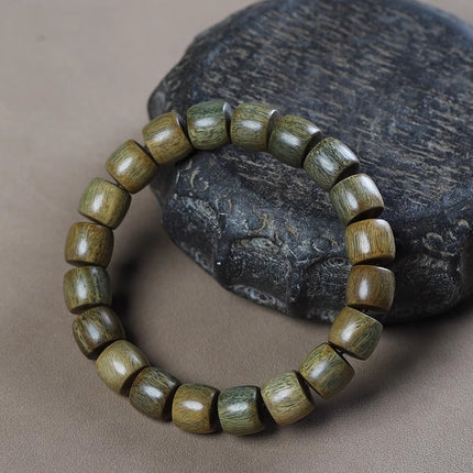 Natural Green Sandalwood Old-Style Bracelet, Simple Buddhist Prayer Beads, Chinese-Style Antique Jewelry Wholesale Products