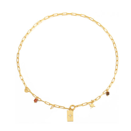 Lishan Versatile Bowknot Accessories Titanium Steel Metal Chain Series Layered Natural Stone Necklace Clavicle Chain for Women