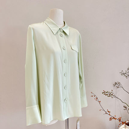 Silk Shirt for Women 2026 Spring and Summer New Style Long-Sleeved Work Clothing Solid Color 19mm Stretch Double Georgette Mulberry Silk Shirt