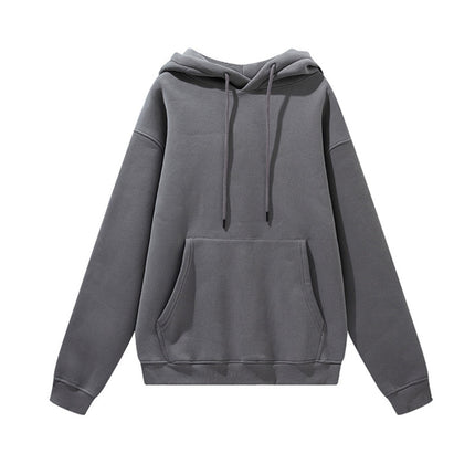 Men's Autumn and Winter 345g Pure Color Hoodie Thickeneded and Velvet Oversize Brushed Men's Hooded Sweatshirt Thickeneded and Warm