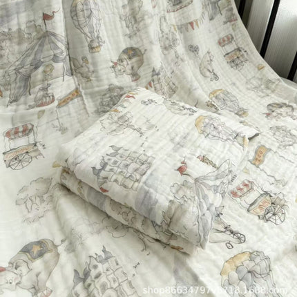 Bamboo Cotton Super Soft Class A Baby Blanket Six-Layer Interwoven Gauze Bath Towel Digital Non-Fluorescent Non-Pilling Sweat-Absorbing Breathable