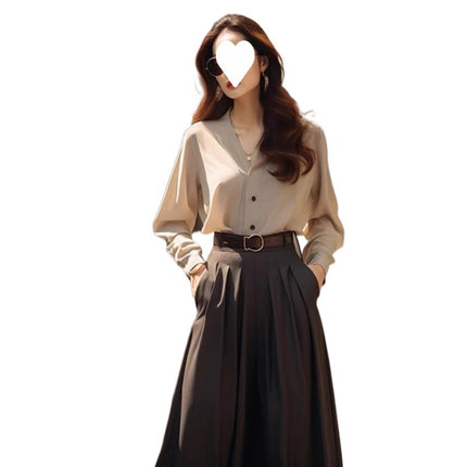 Spring and autumn clothes with a set of fashionable and dignified atmosphere light luxury high sense salt light mature skirt two-piece suit women