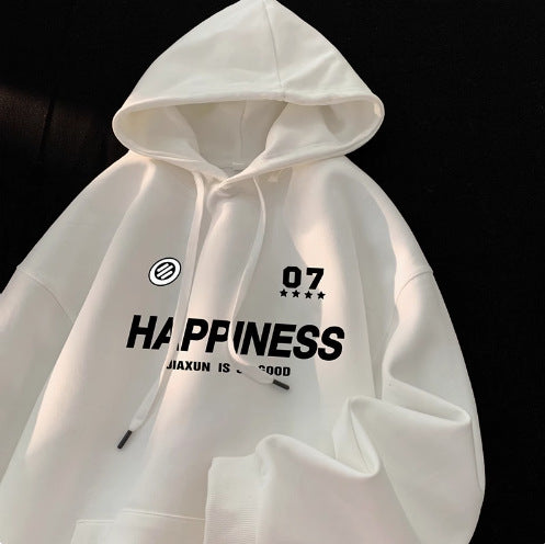 Green Thickened fleece-lined Sweatshirt Jacket Men's Autumn and Winter 2024 New Loose American Ins Fashionable Hooded Boys