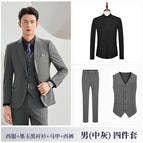 Male gray suit + vest + pants + shirt / S
