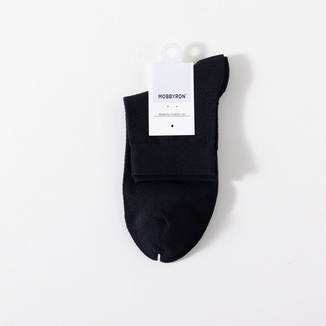 Socks men's solid color cotton socks spring and autumn business tube socks four seasons mesh cotton antibacterial deodorant breathable stockings wholesale