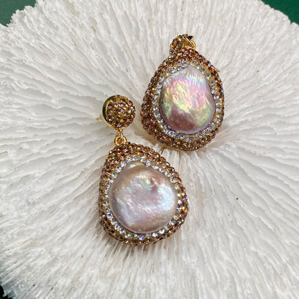 Natural Baroque natural shape pearl hand-set diamond earrings earrings earhooks Joker factory direct wholesale