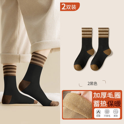 Socks Women's Mid-barrel Autumn and Winter fleece-lined Thickened Moon Socks Winter Warm Trendy All-match Stacked Socks