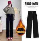 Black thick velvet trousers / XS
