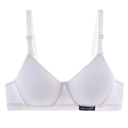 Girls Pure Cotton Korean Style No Rims Ab Cup Bra Summer Small Breast Thin Push-Up Anti-Sagging Intimates