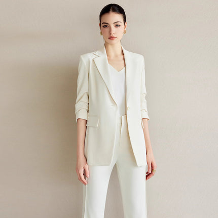 Spring and Autumn New High-End White-Collar Suit Suit White One-Button Suit Pants Female President Formal Work Clothes