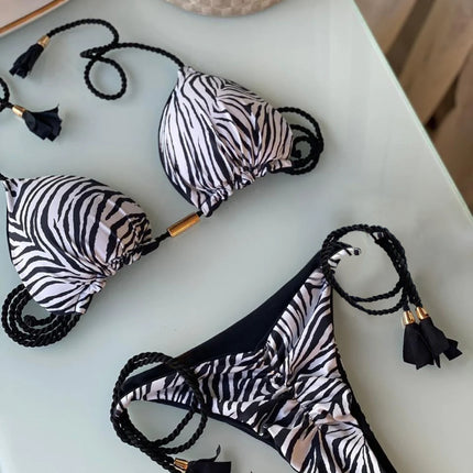 2023 Hand-Woven Rope Bikini European and American New Sexy Women's Swimsuit Multi-Color Bikini Split Swimsuit