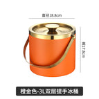 3l double-layer portable ice bucket orange gold + ice clip