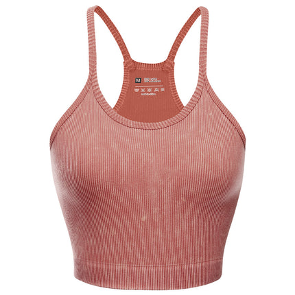 Cross-border Lulu Sports Underwear Washed Vest Naked Yoga Bra Women's Summer Comfortable Quick-drying All-match