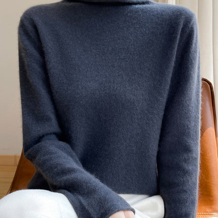 Curled Pile Collar Wool Sweater Women's 100 Pure Wool Base Shirt Autumn and Winter New High Neck Cashmere Knitted Sweater