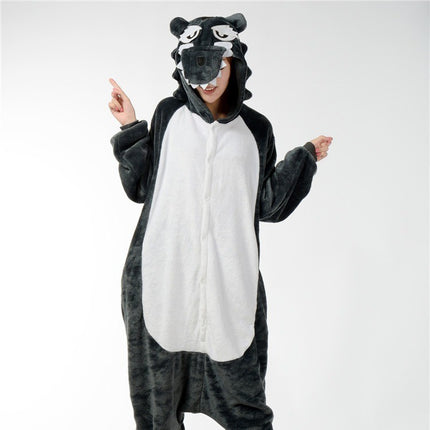 Mixed batch spring autumn and winter flannel cute cartoon conjoined animal pajamas wolf home clothes toilet lovers