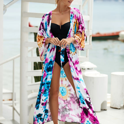 2023 New European and American Cotton Print Beach Jacket Sexy Sun Protection Cardigan Holiday Bikini Overshirt Women