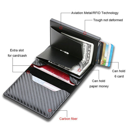 New Aluminum Box 70% off Short Wallet Rfid Anti-Theft Swipe Anti-Loss Card Holder Carbon Fiber Small Wallet Men's Wallet