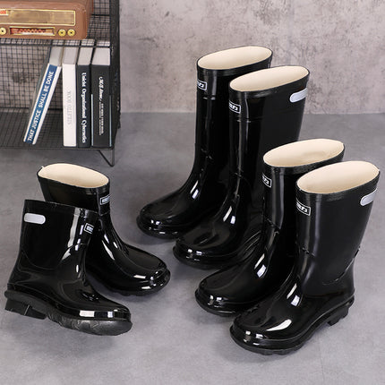 Wholesale 028 Cotton-Lined Non-Slip Industrial and Mining Water Boots with Reflective Strips, Labor Protection High-Top Shanghai Huali Rain Boots, Durable