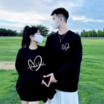 High-end Men's and Women's Long-sleeved Ins Style Top Special Couple Clothing Autumn and Winter fleece-lined Round Neck Sweat Fashion Brand Class Clothes