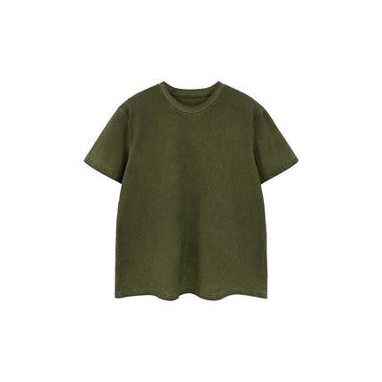 2025 European Explosions Army Green Loose Short-sleeved T-shirt Women's Summer New Niche Design Sense Old Retro Top