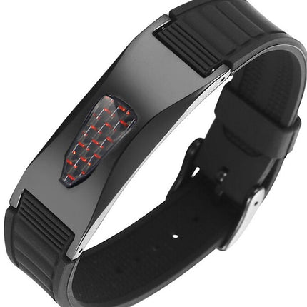 Europe, America, Japan and Korea inlaid carbon fiber stainless steel titanium steel curved brand silicone bracelet bracelet bracelet