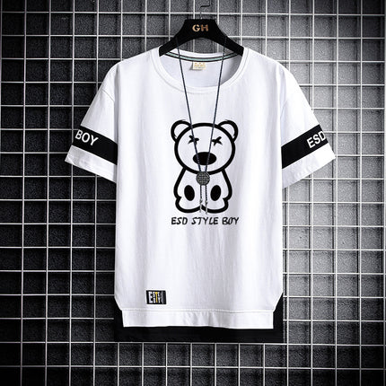 Teenager Short-sleeved T-shirt Men's 2024 New Summer Loose Fashionable All-match Half-sleeved Handsome Junior High School Students Big Boy