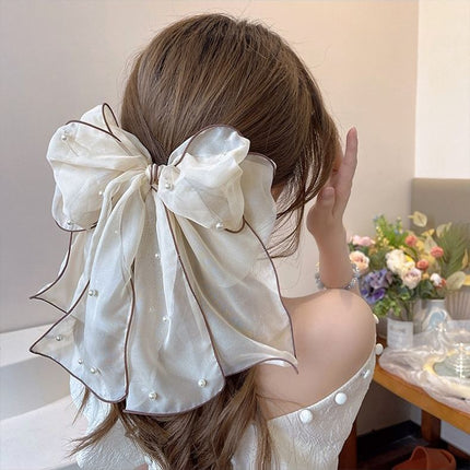 Bow hairpin new black fabric headdress spring clip French high-end head clip jewelry hair clip