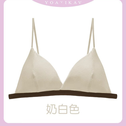Contrasting Color Simple Style Beautiful Back Nearby Girl's Non-marking Triangle Cup Thin Strapless Non-rimmed Bra Sexy Bra