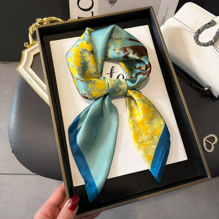 70cm Imitation Silk Square Scarf Fashion All-match Silk Scarf Professional Scarf Korean Style Neck Protection Scarf Decorative Small Square Scarf