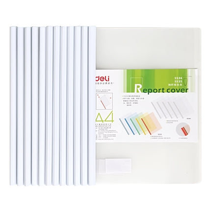 Deli Rod Clip Transparent Storage Loose-leaf Rod Type Rod Clip a4 Data Office Flip Report Clip Plastic