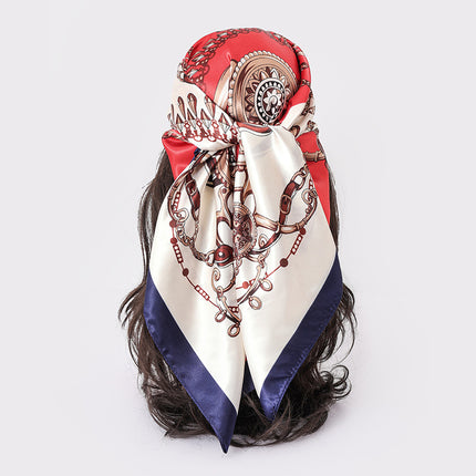 Spring and Autumn New Large Square Scarf Large Silk Scarf Decorative South Korea All-match Women's Scarf Headscarf Scarf Chic Style Hair Belt Art