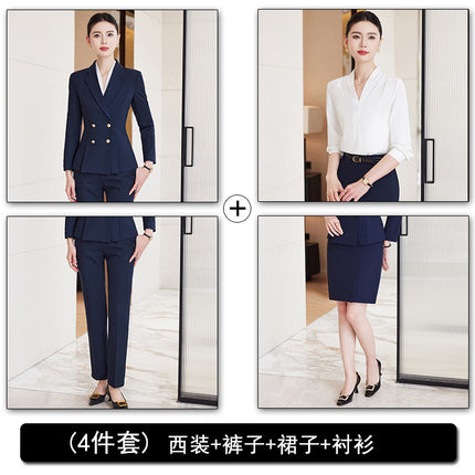 Autumn and Winter Professional Small Suit Suit, Feminine Formal Suit Two-Piece Suit, Beautician Front Desk Work Clothes
