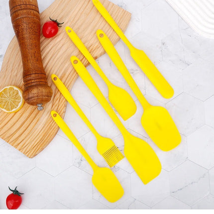 Factory in stock silicone baking 6-piece one-piece silicone scraper spatula oil brush household baking tools suit