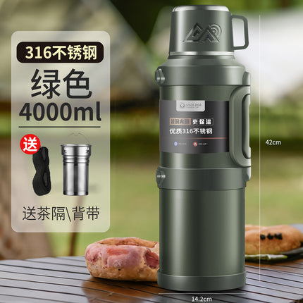 316 stainless steel outdoor thermos cup large capacity thermos pot with handle travel pot car sports double-layer water bottle