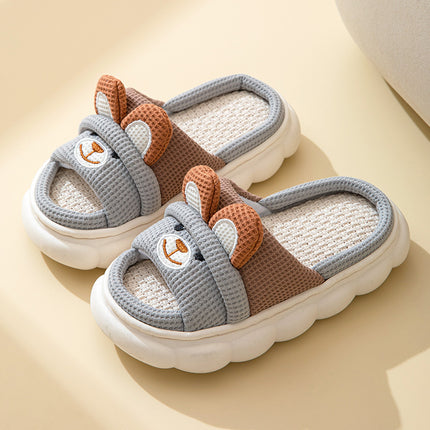Cute lace rabbit parent-child male and female baby adult indoor and outdoor home wooden floor thickened linen Four Seasons slippers
