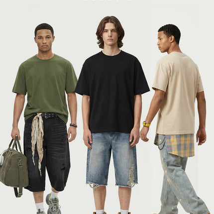 Dan Baoni | Summer Cool Sense Sunscreen Solid Color Advanced Sense Ice Silk Men's T-Shirt Loose Round Neck Shoulder Short Sleeve Customization