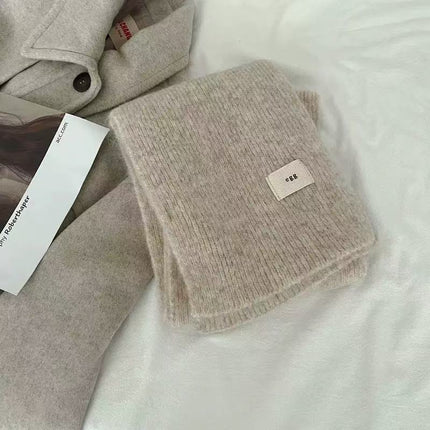 Contains Wool~ Soft and Cozy Egg Solid Color Scarf, Imitation Cashmere Neck Warmer, Winter Warmth, Korean Style, Knitted Wholesale, Soft