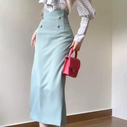 2026 Spring and Autumn Outfit: High-End Style Set with French Long-Sleeve Shirt and Bodycon Skirt Two-Piece Set