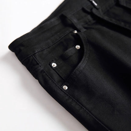 2020 Foreign Trade New Men's Clothing Slim Ripped Straight-Leg Jeans Black Casual Fashion Long Jeans Wholesale