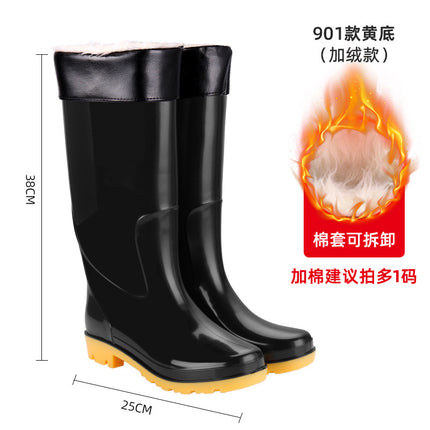 Rain Boots, Labor Protection Rain Shoes, Men's High-Top Non-Slip Kitchen Long-Tube Water Shoes, Camouflage Thickened Velvet, Cold-Proof, Durable and Waterproof